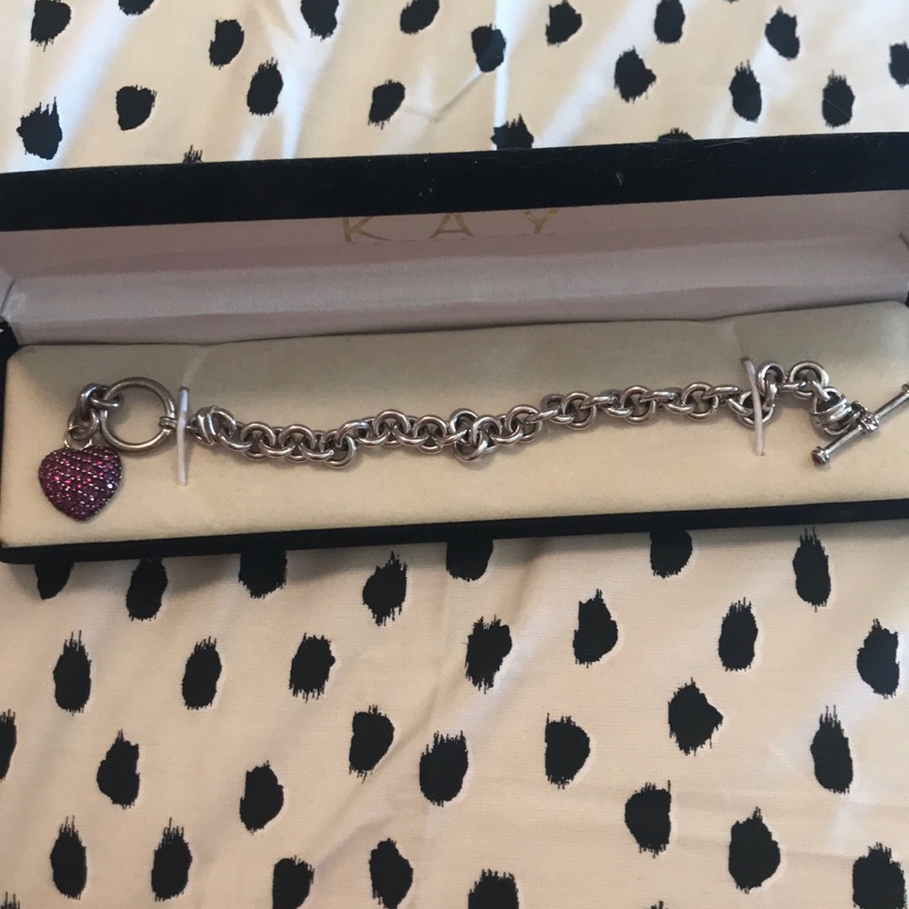 Silver and ruby bracelet